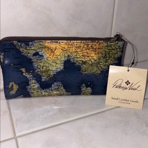 Patricia Nash Handbags - Patricia Nash Prassa Continental Leather Wallet in Greek Map Print